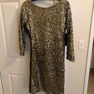 Andrew Marc Gold Sequin Mini Dress